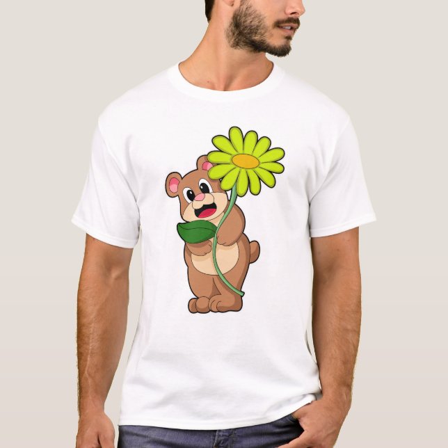Bear with yellow Flower T-Shirt (Front)
