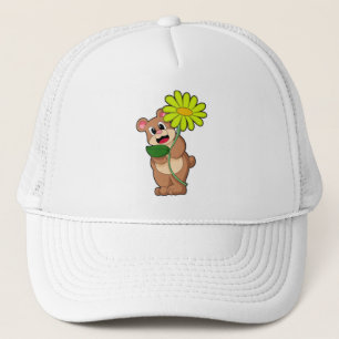 Bear with yellow Flower Trucker Hat