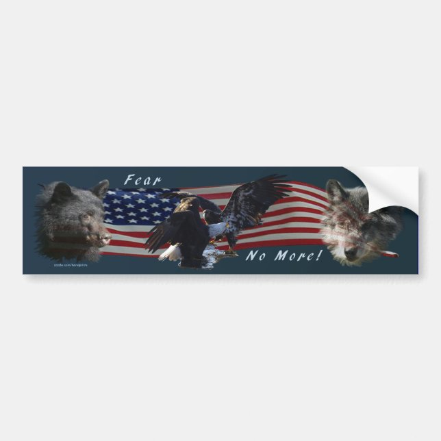 Bear, Wolf, Eagle, US Flag Patriot Bumper Sticker (Front)