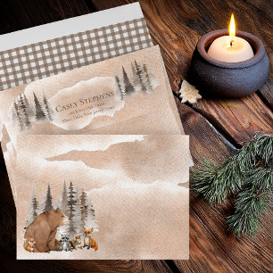 Bear Woodland Animals Boy Baby Shower Envelope