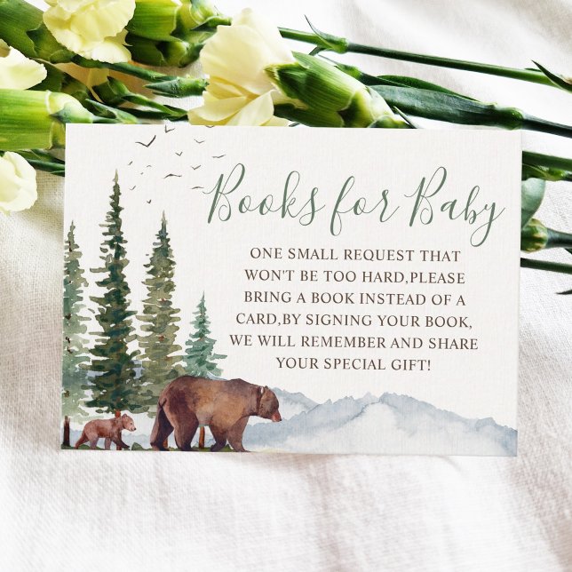  Bear Woodland Baby Shower Book Request  Enclosure Card (Creator Uploaded)