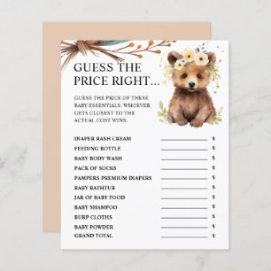 Bear Woodland Guess The Price Right Baby Shower