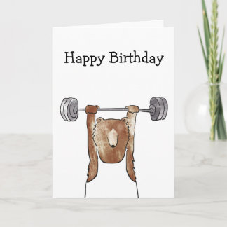 Bear working out birthday card