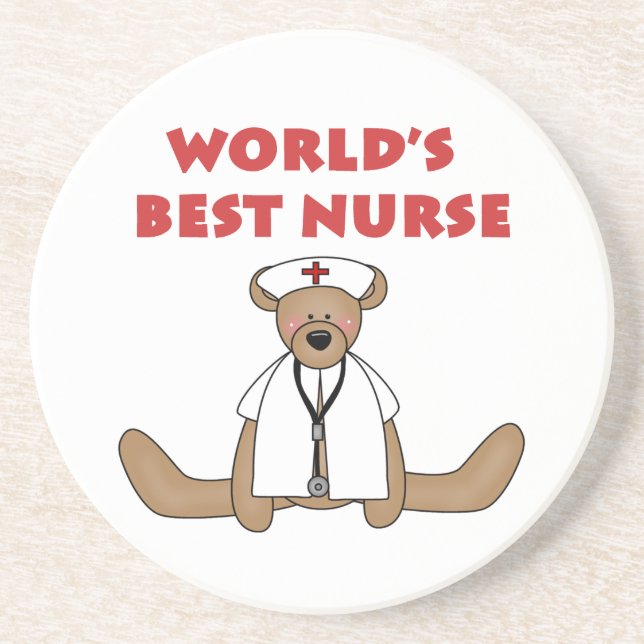 Bear World's Best Nurse T-shirts and Gifts Coaster (Front)