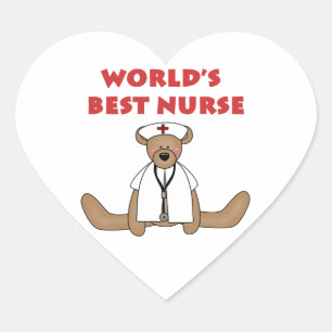 Bear World's Best Nurse T-shirts and Gifts Heart Sticker