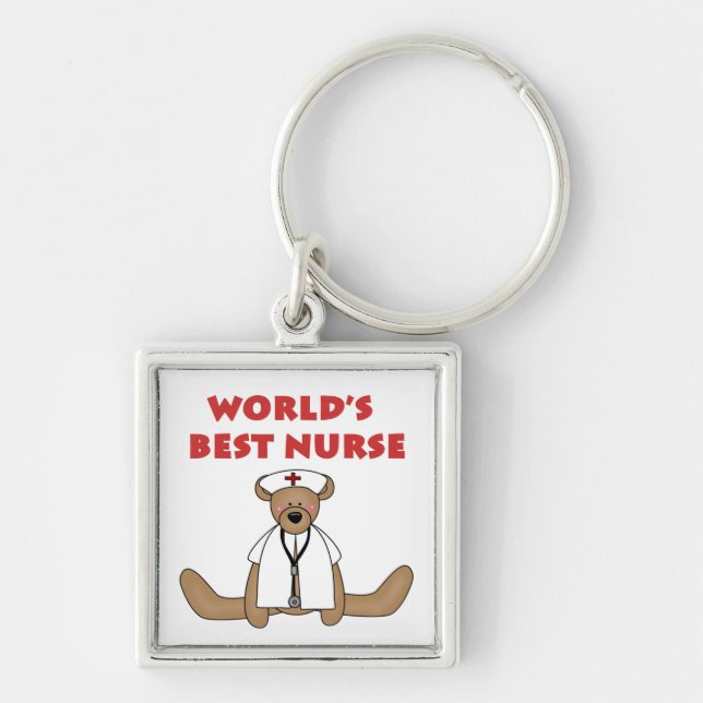 Bear World's Best Nurse T-shirts and Gifts Key Ring (Front)
