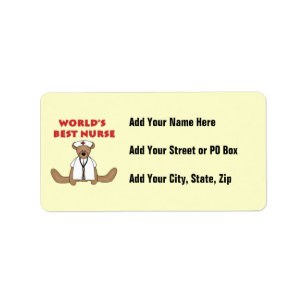 Bear World's Best Nurse T-shirts and Gifts Label