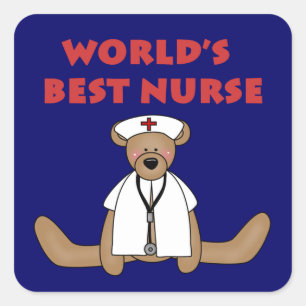 Bear World's Best Nurse T-shirts and Gifts Square Sticker