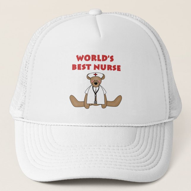 Bear World's Best Nurse T-shirts and Gifts Trucker Hat (Front)