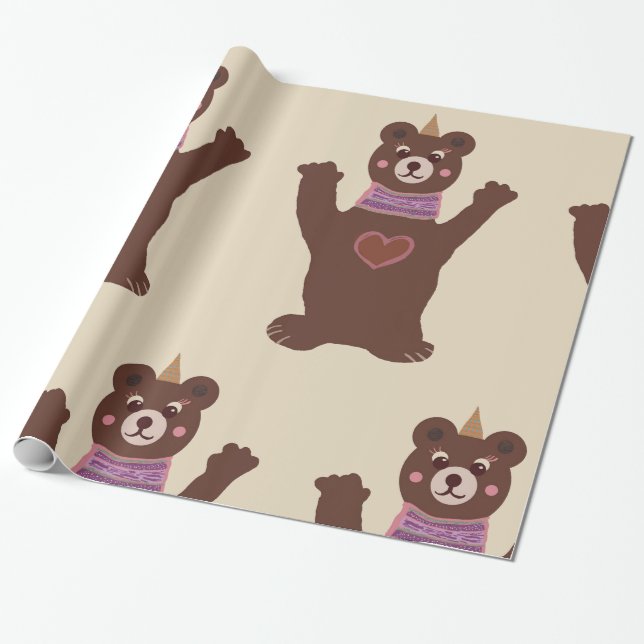 Bear  Wrapping Paper Baby gift wrapping (Unrolled)