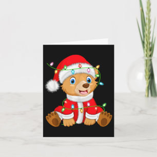Bear Xmas Lighting Santa Costume Bear Christmas Card