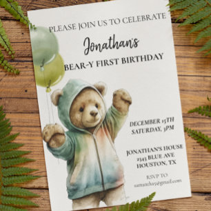 Bear-y 1st First Birthday Adorable Bear 
