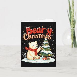 Bear-y Christmas Cute Lar Bear Holiday Pun Gift  Card