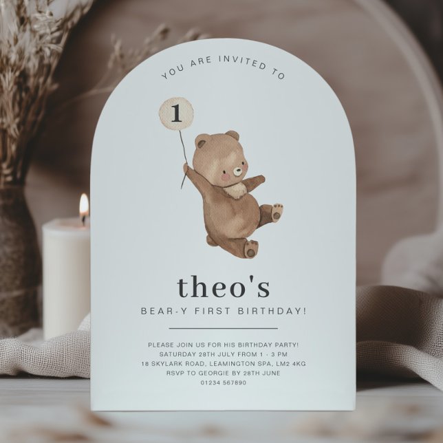 Bear-y First Birthday Arch Invitation (Creator Uploaded)