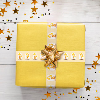 Bear-y First Birthday Gender Neutral Yellow Bear Satin Ribbon
