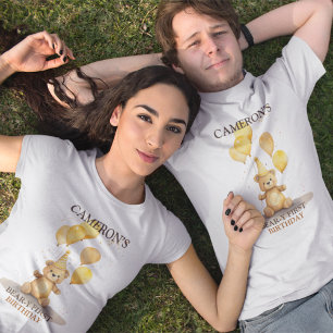 Bear-y First Birthday Gender Neutral Yellow Bear T-Shirt