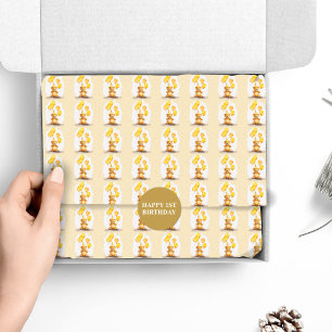 Bear-y First Birthday Gender Neutral Yellow Bear Tissue Paper