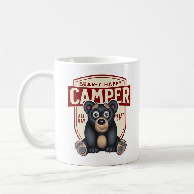 Bear-y Happy Camper Cute Bear  Coffee Mug (Left)