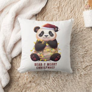 Bear-y Merry Christmas! Playful Panda Pillow