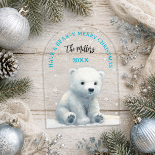 Bear-y Merry Christmas Polar Bear Christmas Card Acrylic Invitations