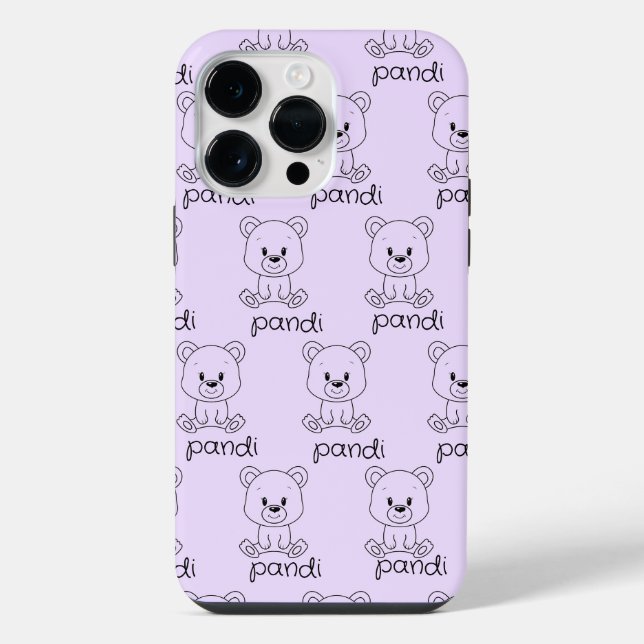 Bear-y Personalised: Customisable Light Purple  iPhone Case (Back)