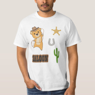 Bear Yellow Cowboy Western Saloon Sticker Pack T-Shirt