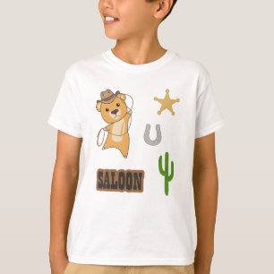 Bear Yellow Cowboy Western Saloon Sticker Pack T-Shirt