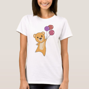 Bear Yellow Flies With Balloons Sweet Animals Bear T-Shirt