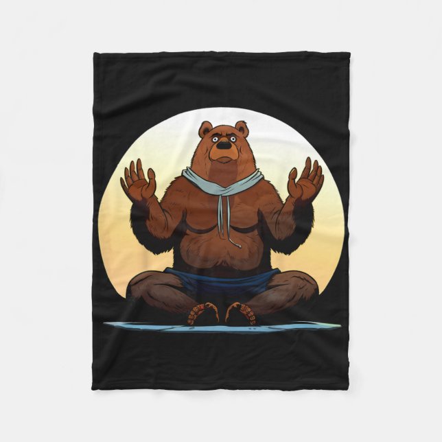 Bear Yoga  Fleece Blanket (Front)