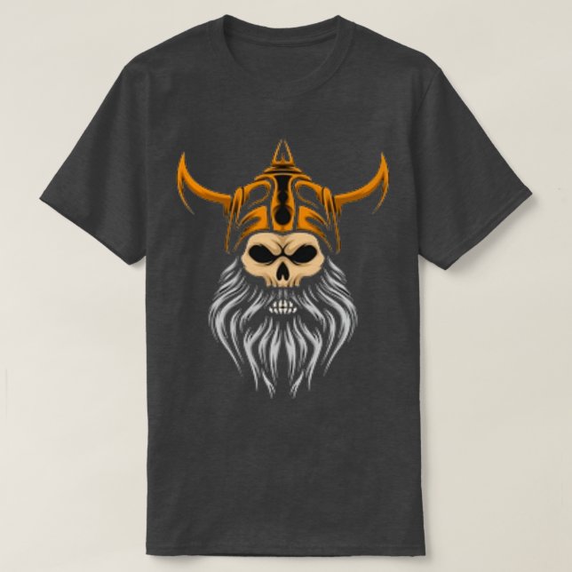 Beard And Skull Viking T-Shirt (Design Front)