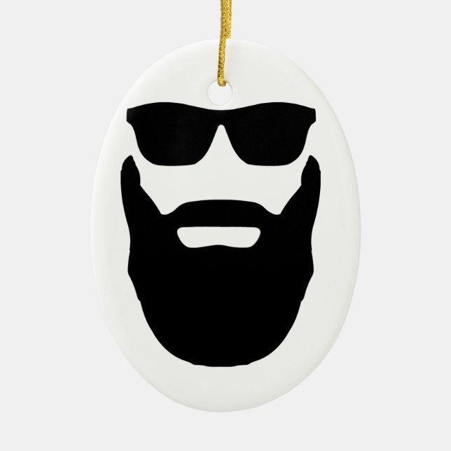 Beard and Sunglasses Ceramic Tree Decoration (Front)