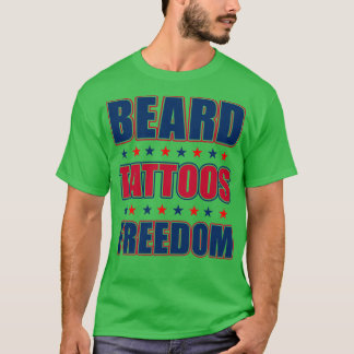 Beard And Tattoo Men American Gift Bearded Dad 2 T-Shirt