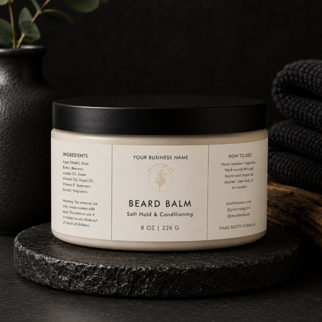Beard Balm Logo Jar Barber Cosmetic Label (Creator Uploaded)