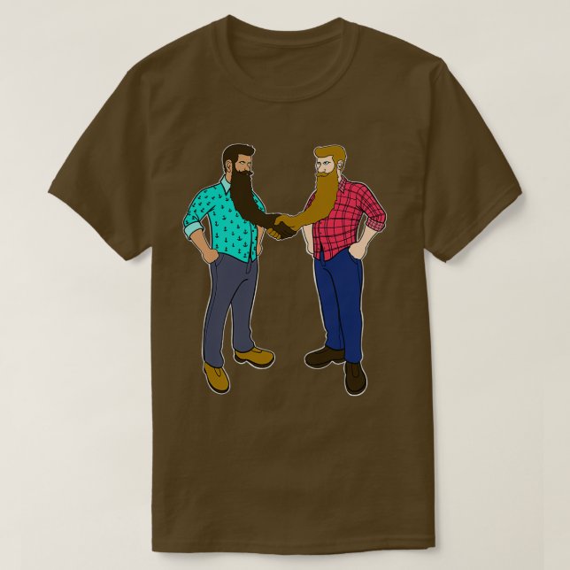 Beard brothers greet each other T-Shirt (Design Front)