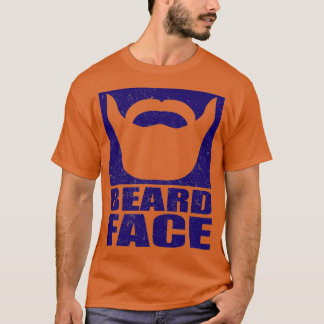 BEARD FACE Blue Print T-Shirt