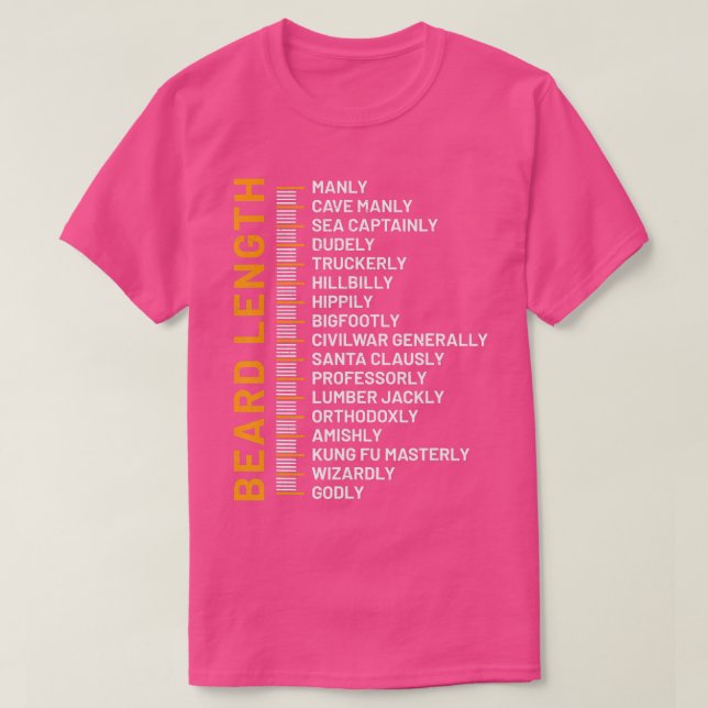 Beard Growth Chart Beard Length Linered Beard Leng T-Shirt (Design Front)