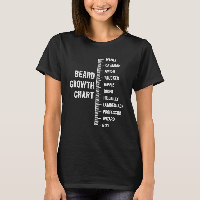 Beard Growth Chart Manly  Beard Measurement T-Shirt (Front)
