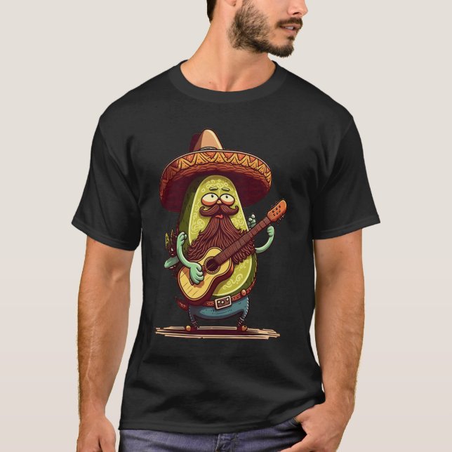Beard Guy Memes Bearded Avocado Playing Guitar  2 T-Shirt (Front)