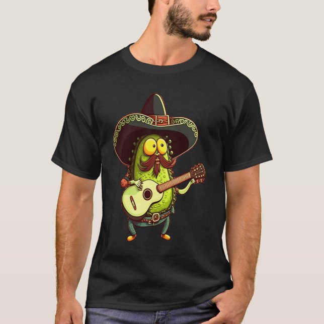 Beard Guy Memes Bearded Avocado Playing Guitar  3 T-Shirt (Front)