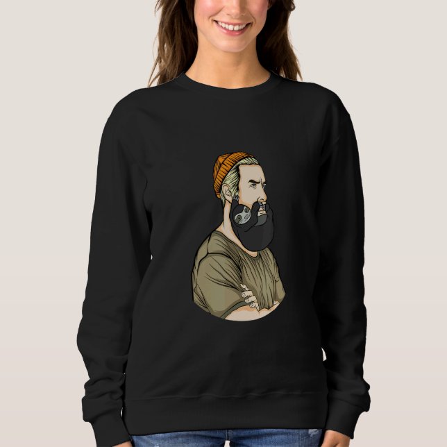 Beard I Sloth Hipster Hairdresser Lazy Beard Groom Sweatshirt (Front)