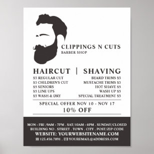 Beard Logo, Men's Barbers Advertising Poster