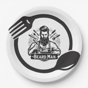 Beard Man Cooking Paper Plates