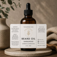 Beard Oil Dropper Logo Bottle Label