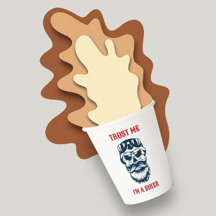 Beard Scull   Motorcycle   Trust me I'm a biker Paper Cups