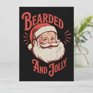 Bearded and Jolly Christmas Beard Funny Retro Holiday Card