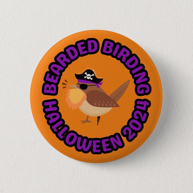 Bearded Birding Halloween 2024 Button (Front)