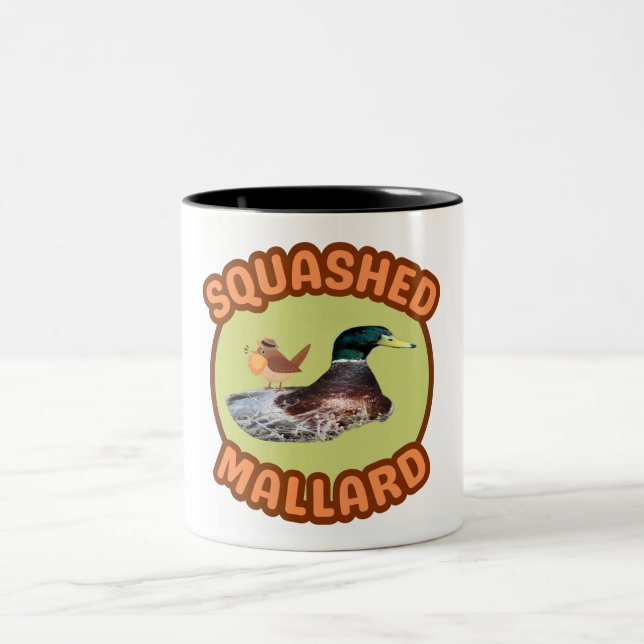 Bearded Birding Squashed Mallard Two-Tone Coffee Mug (Center)