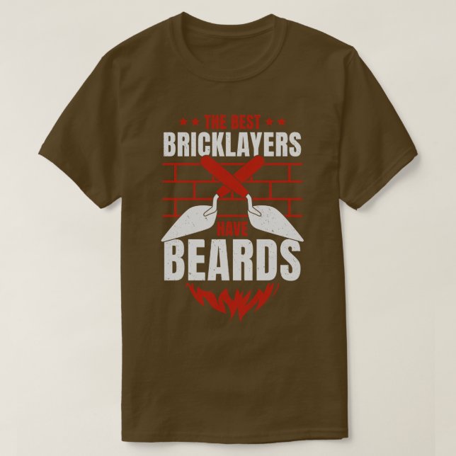 Bearded Bricklayer Brick Mason Beard Gift T-Shirt (Design Front)