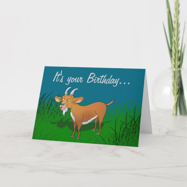 Bearded brown goat Birthday card (Front)