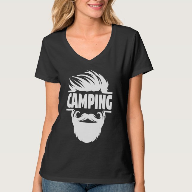 Bearded Camping Campfire  T-Shirt (Front)